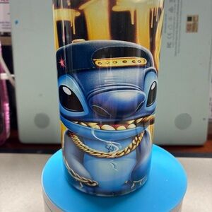 Vibrant Blue Character Tumbler with Gold Accents